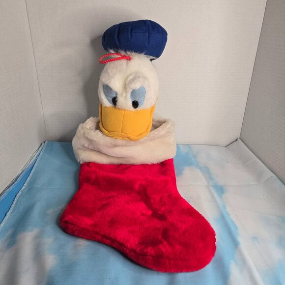 Vintage Walt Disney 3D Plush Head Donald Duck Christmas Stocking Holiday - Picture 1 of 3